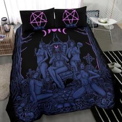 Skull Demon Satanic Pentagram Sexy Witch Throne  Bedding Set Gift For Your Girlfriend Boyfriend Gift For Love Gift For Friend Best Valentine Present Holiday Gift
