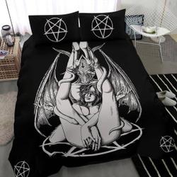 Satanic Pentagram Satanic Cross Serpent Bat Wing Demon Inception Bedding Set Gift For Your Girlfriend Boyfriend Gift For Love Gift For Friend Best Valentine Present Holiday Gift