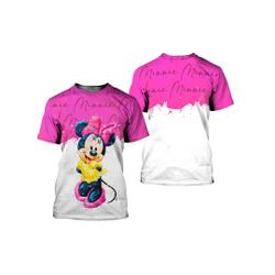 Minnie Mouse Pink Watercolor Glitter Disney Graphics Cartoon Outfits 3D Tshirt Meaningful Gift For Family Gift For Boyfriend Valentine Gift