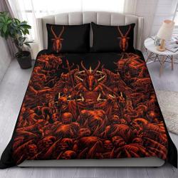 Skull Satanic Pentagram Winged Satanic Goat Demon Zombie Bedding Set Gift For Your Girlfriend Boyfriend Gift For Love Gift For Friend Best Valentine Present Holiday Gift