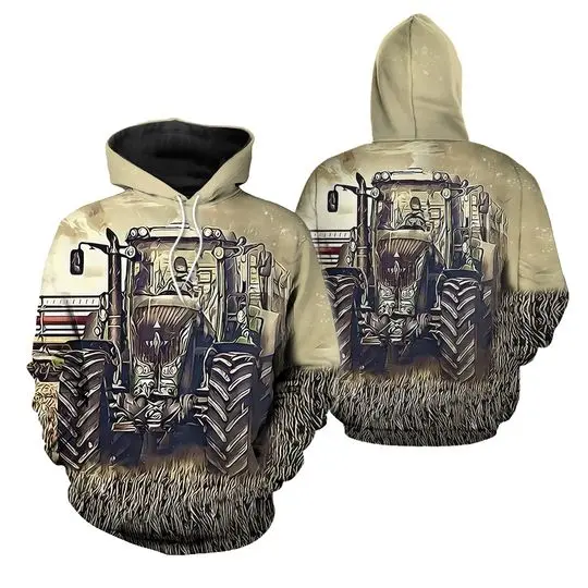 Farmer Tractor 3D All Over Print Pullover Hoodie