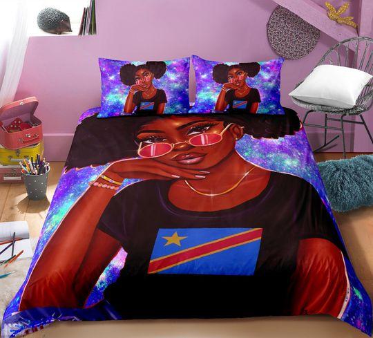 African American Black Girl Queen Bedding Set ,Black Girl MagicGift For Your Girlfriend Boyfriend Gift For Love Gift For Friend Best Valentine Present Holiday Gift