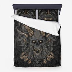 Skull Demon Horn 3 Piece Microfiber Duvet Bedding Set Gift For Your Girlfriend Boyfriend Gift For Love Gift For Friend Best Valentine Present Holiday Gift