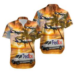 Fedex Boeing White truck Summer Hawaiian Shirts Gift For Your Girlfriend Boyfriend Gift For Love Gift For Friend Best Valentine Present Holiday Gift