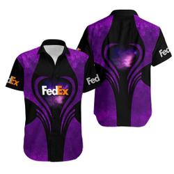 Fedex purple galaxy Summer Hawaiian Shirts Gift For Your Girlfriend Boyfriend Gift For Love Gift For Friend Best Valentine Present Holiday Gift
