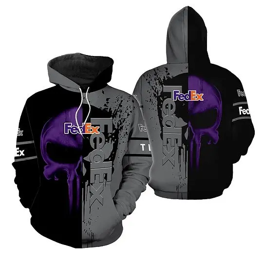 Fedex Skull Black Grey Custom Name 3D Hoodie