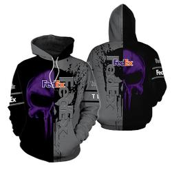 Fedex Skull Black Grey Custom Name 3D Hoodie