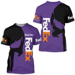 Fedex Skull T-shirt 3d custom name gift for Delivery Driver Meaningful Gift For Family Gift For Boyfriend Valentine Gift