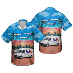 Fedex Truck Unisex Hawaiian Shirts gift for Delivery Driver Gift For Your Girlfriend Boyfriend Gift For Love Gift For Friend Best Valentine Present Holiday Gift