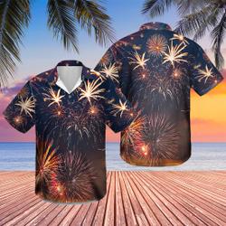 Firework Pattern Hawaiian Shirt Gift For Your Girlfriend Boyfriend Gift For Love Gift For Friend Best Valentine Present Holiday Gift
