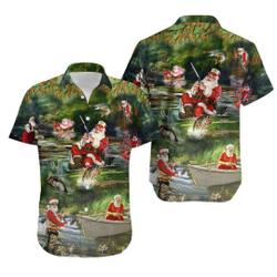 Fishing Merry Christmas Santa A Happy New Reel Hawaiian Shirt Gift For Your Girlfriend Boyfriend Gift For Love Gift For Friend Best Valentine Present Holiday Gift