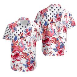 Flamingo American Flag Hawaiian Shirt Gift For Your Girlfriend Boyfriend Gift For Love Gift For Friend Best Valentine Present Holiday Gift