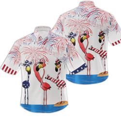Flamingo Fireworks Independence Day Is Coming Hawaiian Shirt Gift For Your Girlfriend Boyfriend Gift For Love Gift For Friend Best Valentine Present Holiday Gift