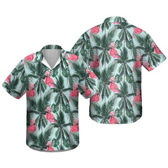 Flamingo Hawaiian Shirt for Men, Women, Flamingo Aloha Shirt Gift For Your Girlfriend Boyfriend Gift For Love Gift For Friend Best Valentine Present Holiday Gift