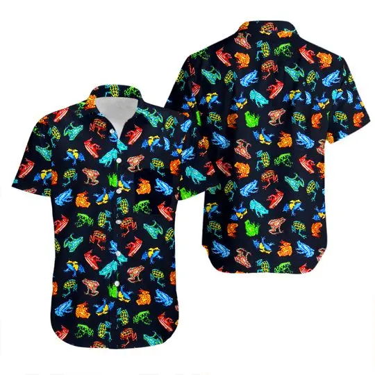 Frogs on Black Hawaiian Shirt Gift For Your Girlfriend Boyfriend Gift For Love Gift For Friend Best Valentine Present Holiday Gift