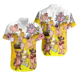 Funny Pigs Print Beer Pigs Hawaiian Shirt Gift For Your Girlfriend Boyfriend Gift For Love Gift For Friend Best Valentine Present Holiday Gift