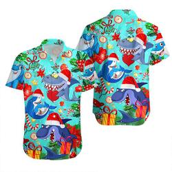 Funny Shark Merry Christmas Christmas Hawaiian Shirt Gift For Your Girlfriend Boyfriend Gift For Love Gift For Friend Best Valentine Present Holiday Gift