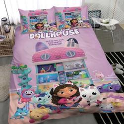 Gabby's Dollhouse Cotton Matting Bed Three Piece BedroomGift For Your Girlfriend Boyfriend Gift For Love Gift For Friend Best Valentine Present Holiday Gift