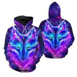 Galaxy Animal Wolf Hoodie 3D Meaningful Gift For Love Holiday Gift
