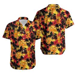 Garfield Hawaiian Shirt, Disney Print Shirt, Men Garfield Hawaiian Shirt Gift For Your Girlfriend Boyfriend Gift For Love Gift For Friend Best Valentine Present Holiday Gift