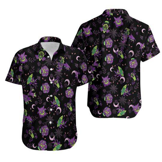 Gengar Ghost Hawaiian Shirt Gift For Your Girlfriend Boyfriend Gift For Love Gift For Friend Best Valentine Present Holiday Gift