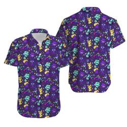 Gengar Ghost Pattern Button up Shirt! Gift For Your Girlfriend Boyfriend Gift For Love Gift For Friend Best Valentine Present Holiday Gift