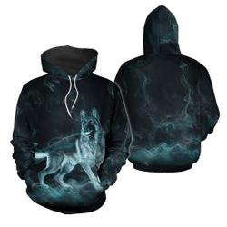 German Shepherd Dog Galaxy Teal Cool 3D All Over Print Pullover Hoodie
