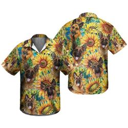 German Shepherd Dog Lovers Sunflower Hawaiian Shirt Gift For Your Girlfriend Boyfriend Gift For Love Gift For Friend Best Valentine Present Holiday Gift