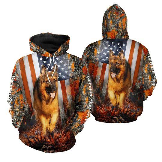 German Shepherd Flag 3D All Over Print Pullover Hoodie