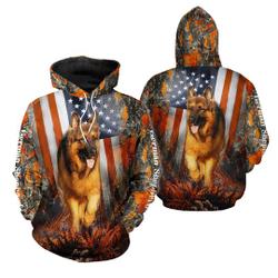German Shepherd Flag 3D All Over Print Pullover Hoodie