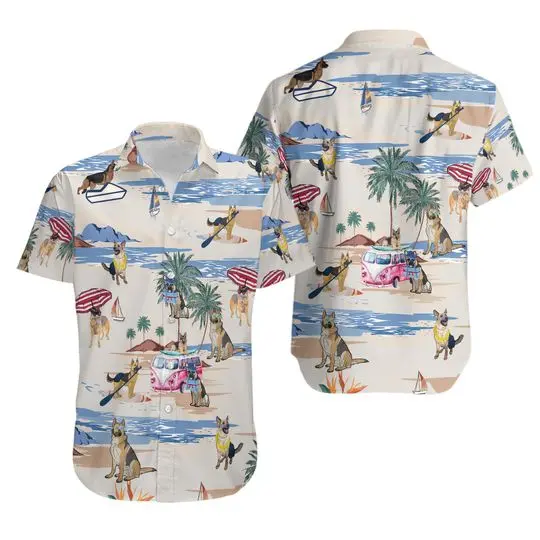 German Shepherd Hawaiian Shirt, German Shepherd Button Down Shirt Gift For Your Girlfriend Boyfriend Gift For Love Gift For Friend Best Valentine Present Holiday Gift