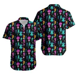 Glowing Colorful Jellyfish On Black Background Hawaiian Shirt Gift For Your Girlfriend Boyfriend Gift For Love Gift For Friend Best Valentine Present Holiday Gift
