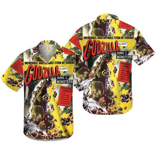 god zilla King Of Monsters Hawaiian Shirt Gift For Your Girlfriend Boyfriend Gift For Love Gift For Friend Best Valentine Present Holiday Gift