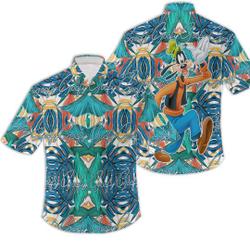 Goofy Dog Green Blue Pattern Disney Hawaiian Shirt Gift For Your Girlfriend Boyfriend Gift For Love Gift For Friend Best Valentine Present Holiday Gift