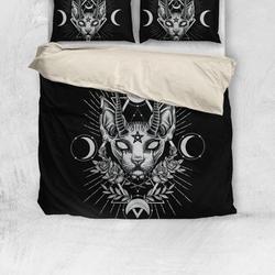Gothic Occult Black Cat Unique Sphinx Style 3 Piece Bedding Set Gift For Your Girlfriend Boyfriend Gift For Love Gift For Friend Best Valentine Present Holiday Gift