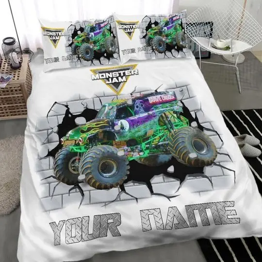 Grave Digger Truck Bedding Set Gift For Your Girlfriend Boyfriend Gift For Love Gift For Friend Best Valentine Present Holiday Gift