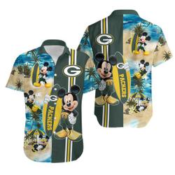Green Bay Packers Mickey Mouse Summer Hot 3D Hawaiian Shirt Gift For Your Girlfriend Boyfriend Gift For Love Gift For Friend Best Valentine Present Holiday Gift