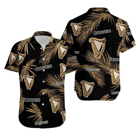 Guinness Hawaiian Palm Leaves Pattern Shirt, Beer Summer Party Hawaiian Shirt, Gift For Your Girlfriend Boyfriend Gift For Love Gift For Friend Best Valentine Present Holiday Gift