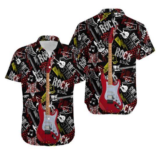 Guitar Rock & Roll Hawaiian Shirt Gift For Your Girlfriend Boyfriend Gift For Love Gift For Friend Best Valentine Present Holiday Gift