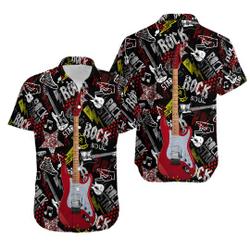 Guitar Rock & Roll Hawaiian Shirt Gift For Your Girlfriend Boyfriend Gift For Love Gift For Friend Best Valentine Present Holiday Gift