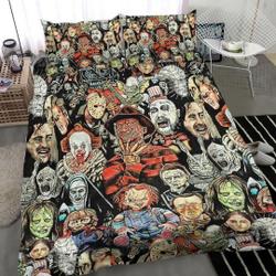 Halloween Bedding Set, Horror Character Bedding Set, Horror Movie Duvet CoverGift For Your Girlfriend Boyfriend Gift For Love Gift For Friend Best Valentine Present Holiday Gift