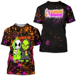 Halloween Dunkin Donuts Jack Skellington Christmas 3D T-Shirt Meaningful Gift For Family Gift For Boyfriend Valentine Gift