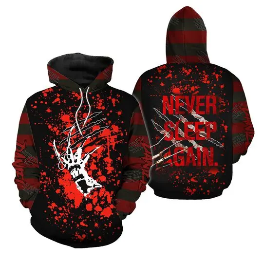Halloween Hoodie, Personalized Freddy Krueger Hoodie, Freddy Krueger 3D Hoodie