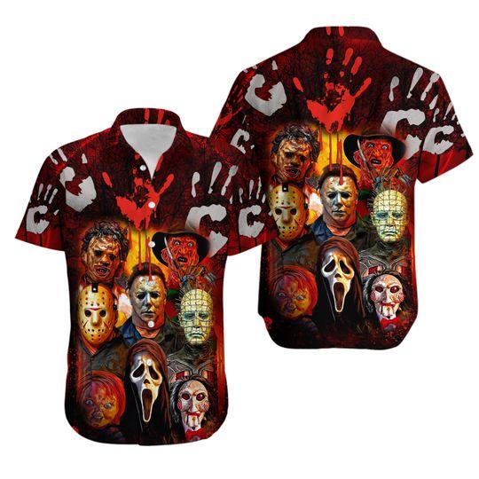 Halloween Horror Movie Characters Blood Scary Hawaiian Shirt Gift For Your Girlfriend Boyfriend Gift For Love Gift For Friend Best Valentine Present Holiday Gift