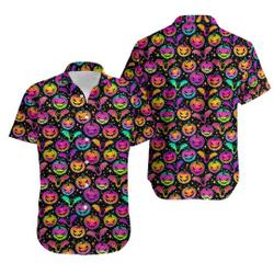 Halloween Purple Glowing Halloween pumpkin king hawaiian shirt Gift For Your Girlfriend Boyfriend Gift For Love Gift For Friend Best Valentine Present Holiday Gift