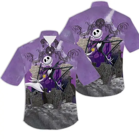 Halloween Skeleton Purple Halloween Hawaiian Shirt Gift For Your Girlfriend Boyfriend Gift For Love Gift For Friend Best Valentine Present Holiday Gift
