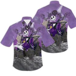 Halloween Skeleton Purple Halloween Hawaiian Shirt Gift For Your Girlfriend Boyfriend Gift For Love Gift For Friend Best Valentine Present Holiday Gift