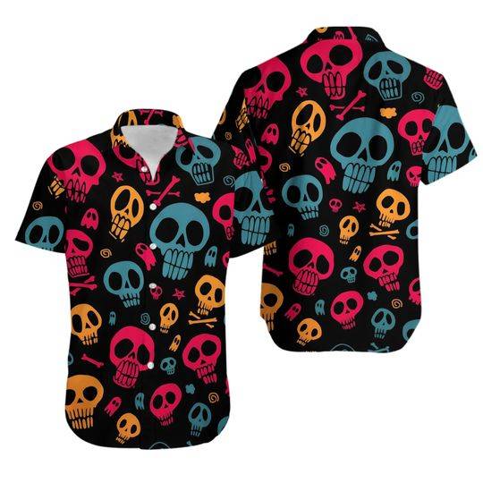 Hawaii Shirt Mens Halloween Skull Printed Shirts Gift For Your Girlfriend Boyfriend Gift For Love Gift For Friend Best Valentine Present Holiday Gift