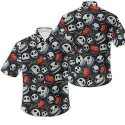 Jack Skellington Hawaiian Shirt, Horror Movie Jack Skellington Button Shirt Gift For Your Girlfriend Boyfriend Gift For Love Gift For Friend Best Valentine Present Holiday Gift
