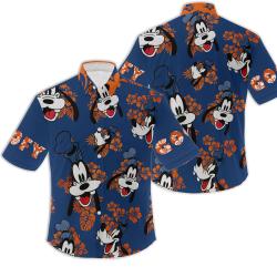 Goofy Dog Logo Head Blue Orange Summer Tropical Disney Hawaiian Shirt Gift For Your Girlfriend Boyfriend Gift For Love Gift For Friend Best Valentine Present Holiday Gift